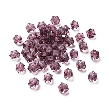 K9 Glass, Imitation Austrian Crystal Beads, Grade AAA, Faceted, Cornerless Cube Beads, Purple, 6x5.5x5.5mm, Hole: 0.7~0.9mm