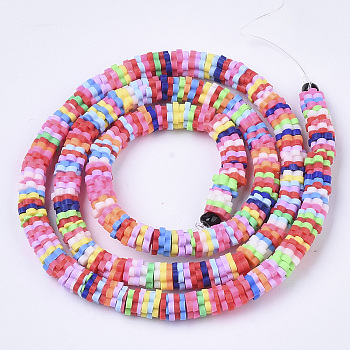 Handmade Polymer Clay Beads Strands, Plum Blossom, Mixed Color, 4~6x4~6mm, Hole: 2mm, about 313~350pcs/strand, 15.35~16.14 inch(39~41cm)