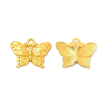 Rack Plating Alloy Pendants, Lead Free & Cadmium Free & Nickel Free, Butterfly Charm, Matte Gold Color, 19x24.5x2.5mm, Hole: 2.3mm