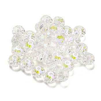 Transparent Electroplate Glass Beads, Faceted, Rondelle, Clear AB, 6x4.5mm, Hole: 1.2mm, 100pcs/bag