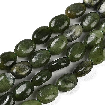 Dyed Natural White Jade Beads Strands, Flat Oval, Dark Green, 8x6x4mm, Hole: 0.8mm, about 52pcs/strand, 15.35''(39cm)