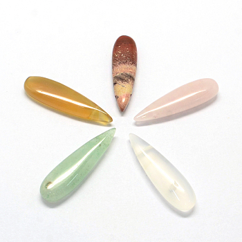 Teardrop Natural & Synthetic Mixed Stone Pendants, 35.5x10x5mm, Hole: 1.5mm