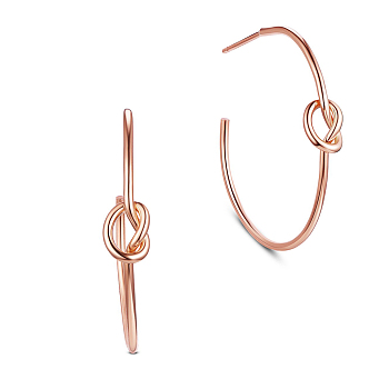 SHEGRACE 925 Sterling Silver Stud Earrings, Half Hoop Earrings, Arch with Knot, Rose Gold, 30mm
Packing Size: 53x53x37mm