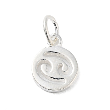 925 Sterling Silver Constellations Charms, with Jump Rings, Silver Color Plated, Cancer, 12x9x1.5mm, Hole: 3.5mm