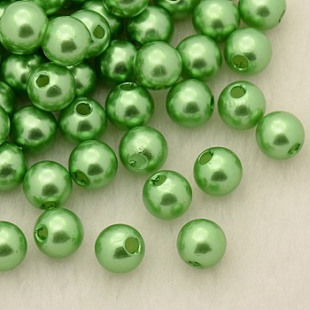 Imitation Pearl Acrylic Beads, Dyed, Round, Pale Green, 8x7.5mm, Hole: 2mm, about 1900pcs/pound