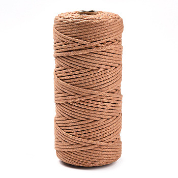 Cotton String Threads, Macrame Cord, Decorative String Threads, for DIY Crafts, Gift Wrapping and Jewelry Making, Sandy Brown, 3mm, about 109.36 Yards(100m)/Roll.