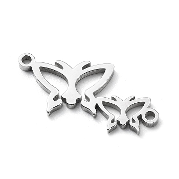 Non-Tarnish 304 Stainless Steel Connector Charms, Butterfly Links, Stainless Steel Color, 10x20.5x1mm, Hole: 1.2mm