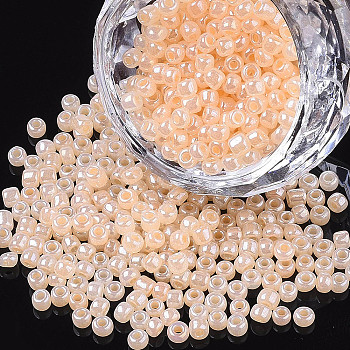 12/0 Glass Seed Beads, Ceylon, Round, Round Hole, Bisque, 12/0, 2mm, Hole: 1mm, about 3333pcs/50g, 50g/bag, 18bags/2pounds