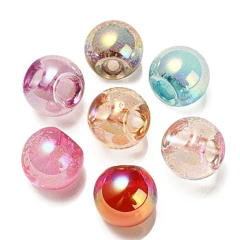 UV Plating Rainbow Iridescent Acrylic Beads, Round, Top Drilled, Mixed Color, 20x20x20mm, Hole: 3mm