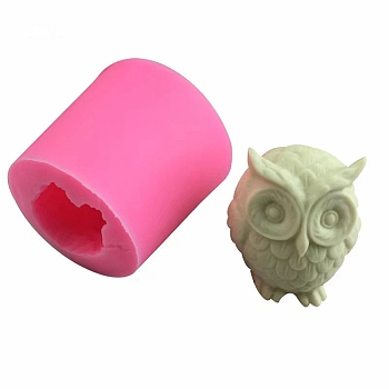 Owl DIY Silicone Display Molds, Resin Casting Molds, for UV Resin, Epoxy Resin Jewelry Making, Hot Pink, 55x53mm