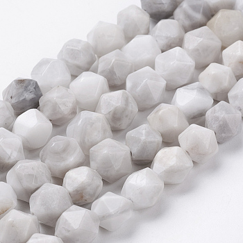 Natural White Crazy Lace Agate Beads Strands, Faceted, Round, 10x9mm, Hole: 1.2mm, about 38pcs/strand, 15.3 inch(39cm)