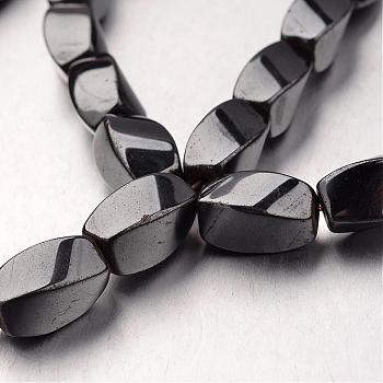 Non-magnetic Synthetic Hematite Beads Strands, Twisted Oval, Original Color, 12x8mm, Hole: 1mm, about 33pcs/strand, 15.7 inch
