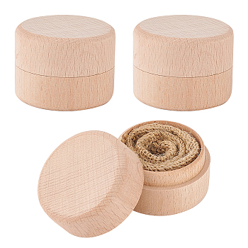 Wooden Ring Boxes, with Linen Inside, for Jewelry Gift Packaging, Column, BurlyWood, 4.8x3.5cm, Inner Diameter: 3.75cm