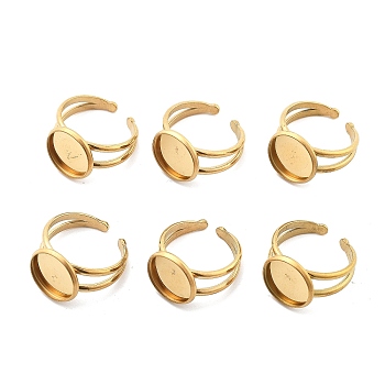 Ion Plating(IP) 304 Stainless Steel Cuff Ring Settings, Round, Golden, Tray: 10mm, 2.8~7.5mm, Inner Diameter: 18mm