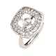 Brass Micro Pave Cubic Zirconia Adjustable Ring Components(KK-CBAC351-03P)-2