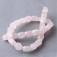 Natural Rose Quartz Beads Strands, Faceted, Cuboid, 13~14x9~11x9~11mm, Hole: 1.5mm, about 28pcs/strand, 15.3 inch(G-R356-14)
