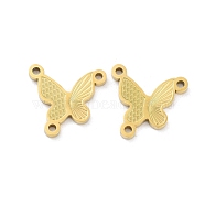 Ion Plating(IP) 316L Surgical Stainless Steel Chandelier Component Links, 3-Loop Connector, Butterfly, Real 18K Gold Plated, 17x15x1.5mm, Hole: 1.4mm(STAS-D029-37G)