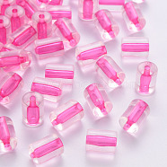 Transparent Acrylic Beads, Column, Hot Pink, 10x7.5mm, Hole: 1.8mm, about 950pcs/500g(TACR-S154-17A-82)