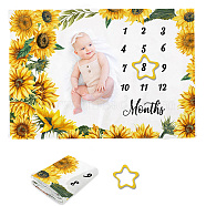 Polyester Baby Monthly Milestone Blanket for Boy and Girl, for Baby Photo Blanket Photography Background Prop Decor, Sunflower Pattern, 1016x1500mm(AJEW-WH0406-003)