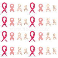 32Pcs 4 Style Breast Cancer Awareness Ribbon Computerized Embroidery Cloth Iron on Patches, Costume Accessories, Mixed Color, 42.5~86x25.5~48x1~2mm, 8pcs/style(PATC-FG0001-31)