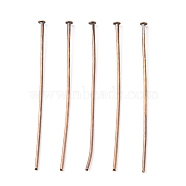 Iron Flat Head Pins, Cadmium Free & Nickel Free & Lead Free, Red Copper Color, Size: about 4.5cm long, 0.75~0.8mm thick(20 Gauge), about 6000pcs/1000g, Head: 2mm(HPR4.5cm-NF)