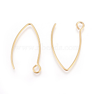 Ion Plating(IP) 304 Stainless Steel Earring Hooks, Ear Wire, with Horizontal Loop, Golden, 26x15.5mm, Hole: 2.5mm, Pin: 0.8mm(X-STAS-L216-03A-G)