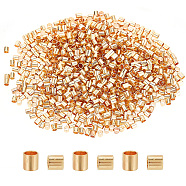 Brass Crimp Beads, Nickel Free, Tube, Real 18K Gold Plated, 2x2mm, Hole: 1.5mm, 1000pcs/box(KK-AR0003-79)