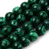 Synthetic Malachite Bead Strands, Round, 4~4.5mm, Hole: 1mm, about 90~95pcs/strand, 15.5 inch(G-Q462-57-4mm)