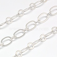 Brass Figaro Chains, Soldered, with Spool, Oval and Round Link Chains, Silver, 5.5x0.5mm, about 82.02 Feet(25m)/roll(CHC-L020B-01S)
