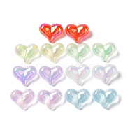 UV Plating Rainbow Iridescent Transparent Acrylic Beads, Heart, Mixed Color, 16.5x21x9.8mm, Hole: 1.8mm(MACR-D082-08)