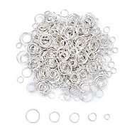 Iron Double Split Rings, Double Loops Jump Rings, Mixed Size, Silver Color Plated, about 4~10mm in diameter(IFIN-MSMC007-2S)