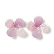 Opaque Resin Bead Caps, 4-Petal, Flower, Flamingo, 16.2x16.2x5mm, Hole: 1.4mm(RESI-L035-21)