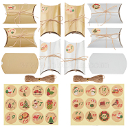 24Pcs Pillow Foldable Creative Christmas Paper Candy Box with Cord, Round Dot Paper Stickers and Clips, Mixed Color, Gift Box: 14.9x8x4cm(CON-WH0089-06)