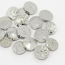 (Holiday Stock-Up Sale)Mixed Zinc Alloy Jewelry Snap Button Enamel or Rhinestone Settings for Jewelry Making, Lead Free & Nickel Free, Platinum, Fit for 1mm Rhinestone, 20~20.5x7~8mm, Knob: 6mm(SNAP-M040-M-FF)