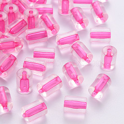 Transparent Acrylic Beads, Column, Hot Pink, 10x7.5mm, Hole: 1.8mm, about 950pcs/500g(TACR-S154-17A-82)