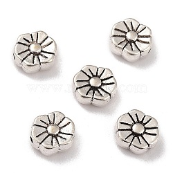Tibetan Style Alloy Beads, Flower, Nickel Free, Antique Silver, 8x7x3.5mm, Hole: 1.2mm(TIBE-XCP0000-27AS-NF)