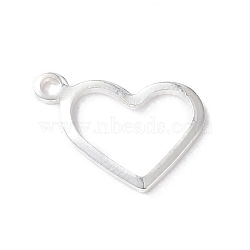 304 Stainless Steel Charms, Stamping Blank Tag, Heart, Silver, 10x13.7x1mm, Hole: 1mm(STAS-P227-23S)