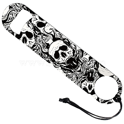 201 Stainless Steel Bottle Opener, with PU Leather Cord, Rectangle, Skull, 178x38x2mm(AJEW-WH0393-016)