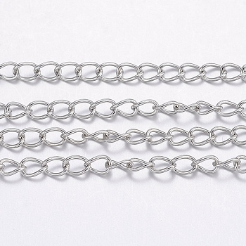 304 Stainless Steel Curb Chains, with Spool, for Jewelry Making, Soldered, Stainless Steel Color, 3.5x2.5x0.5mm, about 32.8 Feet(10m)/roll