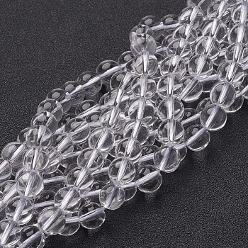 Synthetic Quartz Crystal Beads Strands, Round, Clear, 8mm, Hole: 1mm, about 50pcs/strand, 15.5 inch