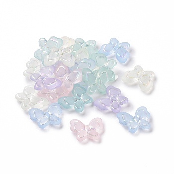 Transparent Frosted Acrylic Beads, AB Color Plated, Butterfly, Mixed Color, 17.5x21x6mm, Hole: 1.6mm, 415pcs/500g