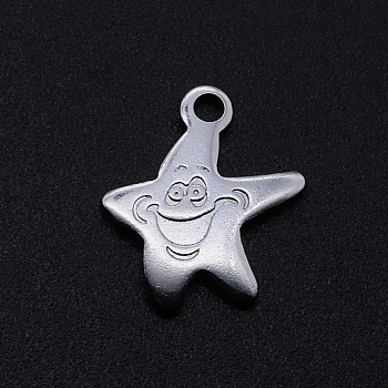 201 Stainless Steel Charms, Star, Stainless Steel Color, 14x13x1.5mm, Hole: 1.6mm