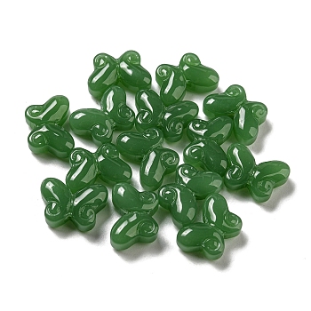 Imitation Jade Glass Beads, Green, Butterfly, 10x14.5x5.5mm, Hole: 1mm
