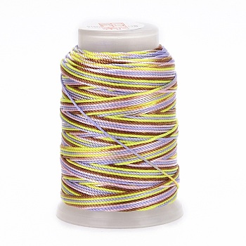 5 Rolls 12-Ply Segment Dyed Polyester Cords, Milan Cord, Round, Dark Khaki, 0.4mm, about 71.08 Yards(65m)/Roll