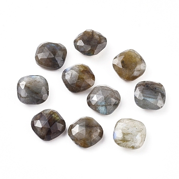 Natural Labradorite Cabochons, Faceted, Square, 11x11x4.5mm