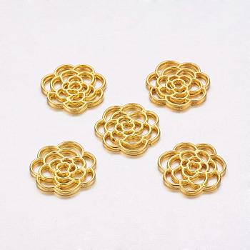 Valentine Gifts Idea for Women Zinc Alloy Filigree Pendants, Flower, Golden, 16x15.5x1.5mm, Hole: 2x1.5mm
