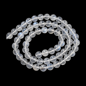 Natural Rainbow Moonstone Round Bead Strands, Grade AA, 6mm, Hole: 1mm, about 60~65pcs/strand, 15.5 inch