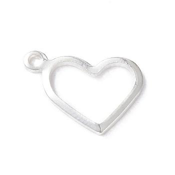 304 Stainless Steel Charms, Stamping Blank Tag, Heart, Silver, 10x13.7x1mm, Hole: 1mm