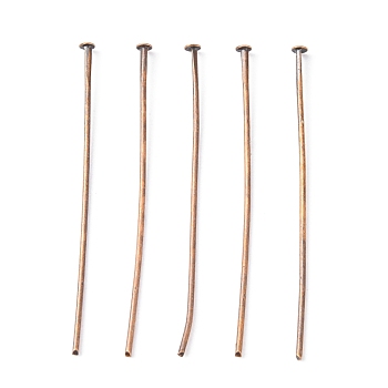 Iron Flat Head Pins, Cadmium Free & Nickel Free & Lead Free, Red Copper Color, Size: about 4.5cm long, 0.75~0.8mm thick(20 Gauge), about 6000pcs/1000g, Head: 2mm