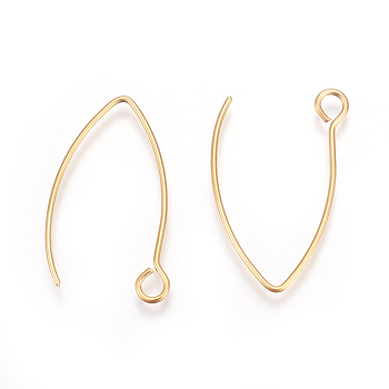 Ion Plating(IP) 304 Stainless Steel Earring Hooks, Ear Wire, with Horizontal Loop, Golden, 26x15.5mm, Hole: 2.5mm, Pin: 0.8mm